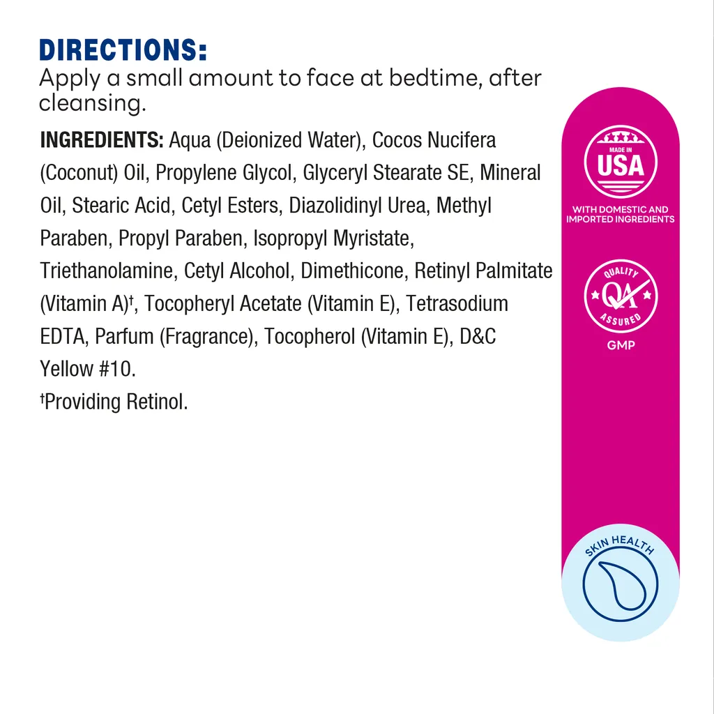 Retinol Cream with Vitamin A 100,000IU per ounce 236.6ml – Supplement Facts