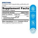 Super Biotin 5000mcg 120ct Capsules – Supplement Facts