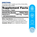 Vitamin B-12 1000mcg Caplets 250ct – Supplement Facts