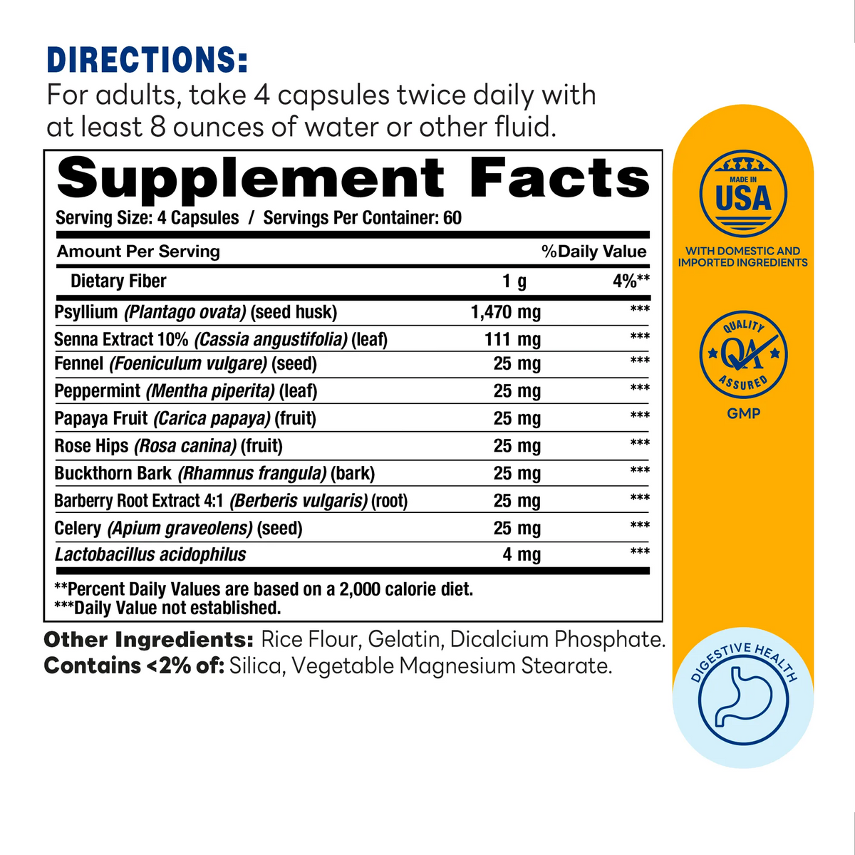 Colon Cleanse 240ct Capsules – Supplement Facts