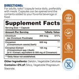 Cinnamon Complex with Chromium 120ct Capsules – Supplement Facts