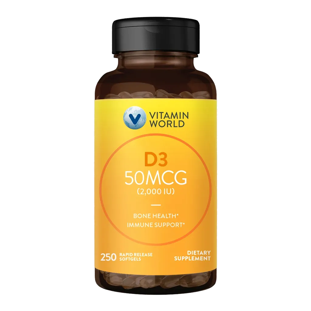 Vitamin D3 50mcg (2000 IU) 250ct Softgels