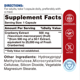 Cranberry Concentrate 500mg 60ct Capsules – Supplement Facts