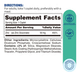 Chelated Zinc 50mg 250ct Caplets – Supplement Facts