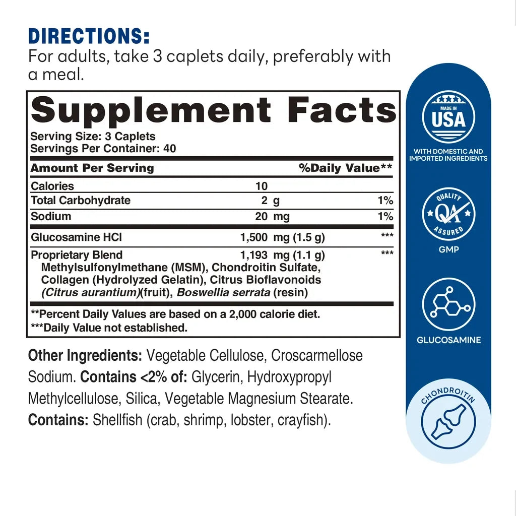 Joint Mover™  Double Strength with Boswellia 120ct Caplets – Supplement Facts