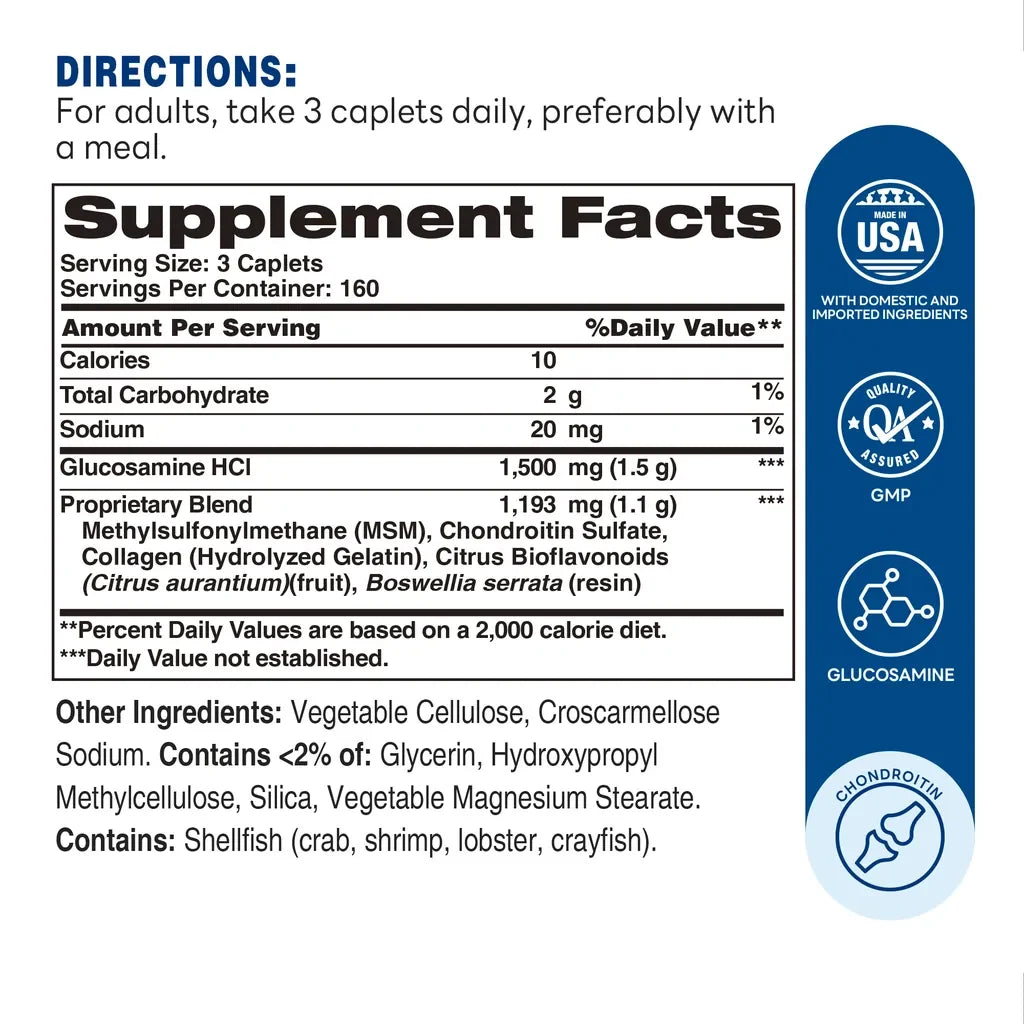 Joint Mover Double Strength with Boswellia 480ct Caplets – Supplement Facts