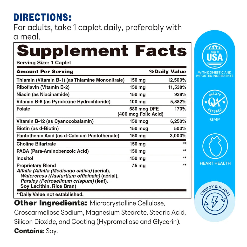 B-Complex 150 100ct Caplets – Supplement Facts