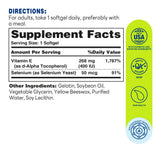 E 268mg (400 IU) with Selenium 250ct Softgels – Supplement Facts
