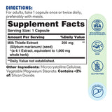 Milk Thistle 1000mg 180ct Capsules – Supplement Facts