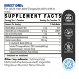 Testosterone Support 90ct Capsules – Supplement Facts