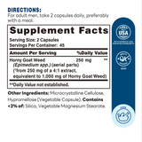 Horny Goat Weed 1000mg 90ct Capsules – Supplement Facts