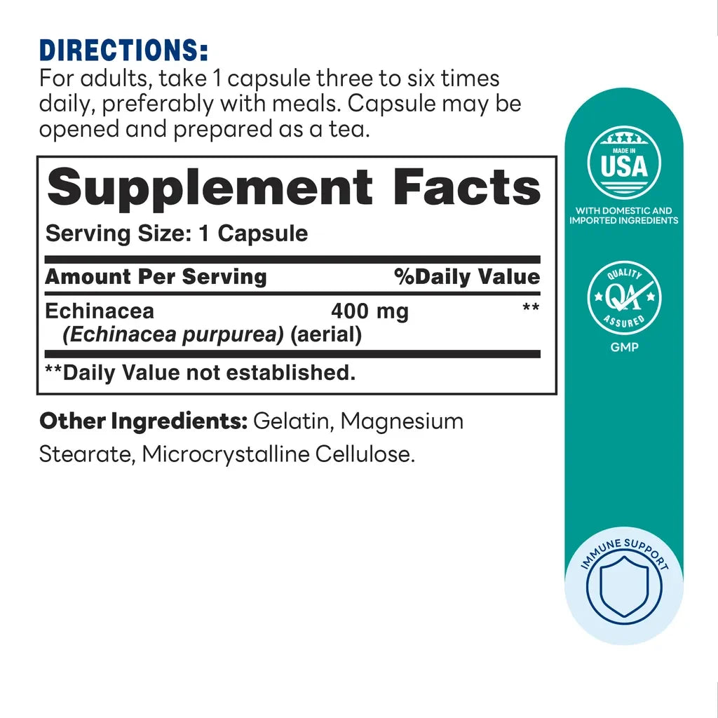 Echinacea 400mg 200ct Capsules – Supplement Facts