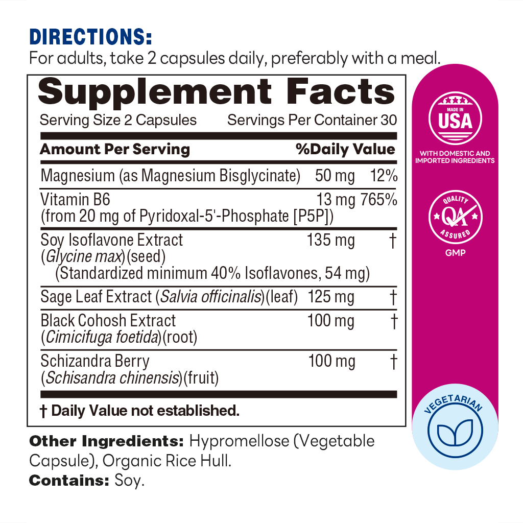 Menopause Support 60ct Capsules – Supplement Facts
