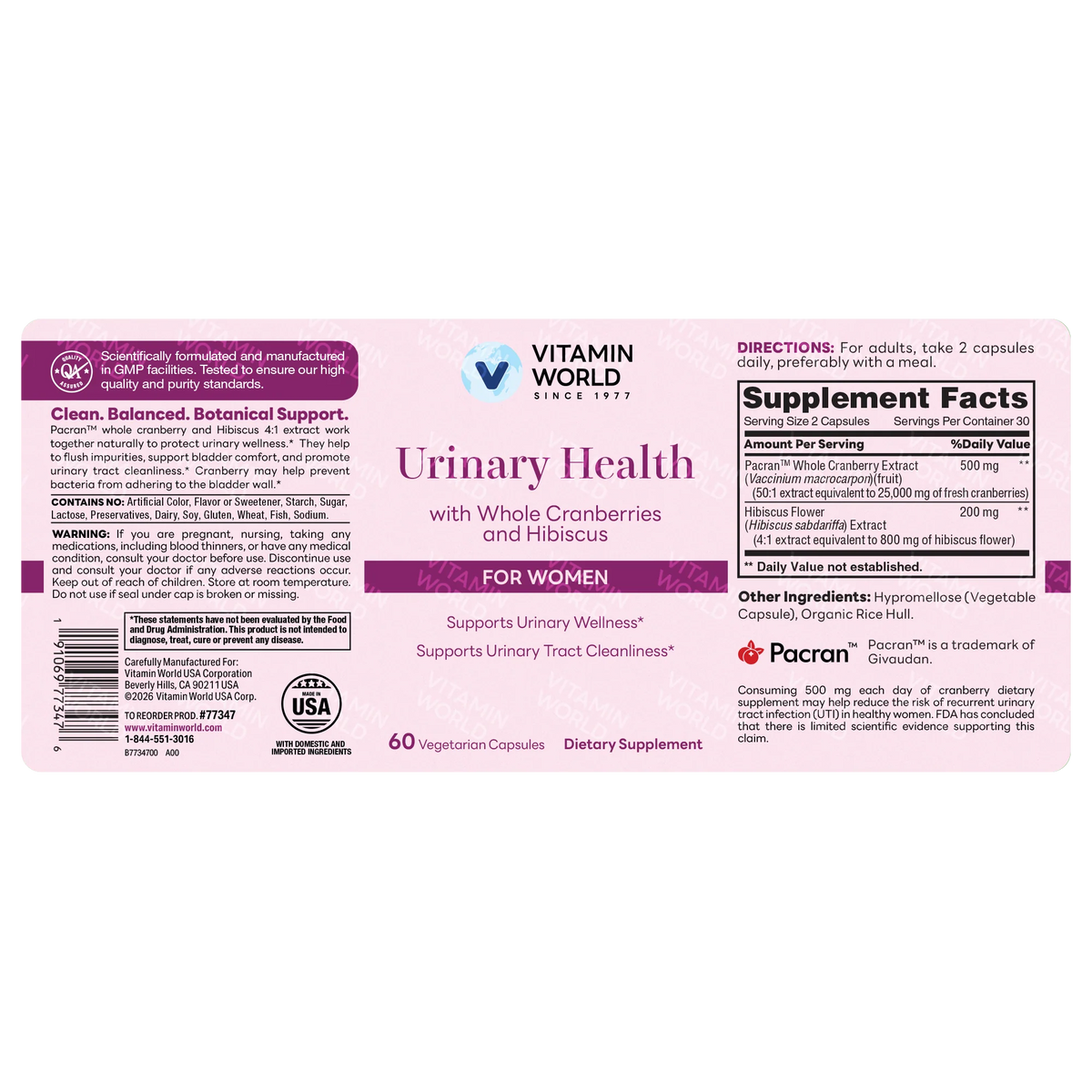 Urinary Health with Whole Cranberries & Hibiscus 60ct Capsules – view 6