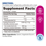 Evening Primrose Oil 1300mg 90ct Softgels – Supplement Facts