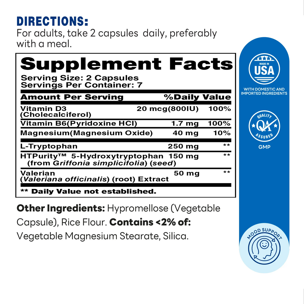 NeuroClear™ Mood Up Stress Down 14ct Capsules – Supplement Facts