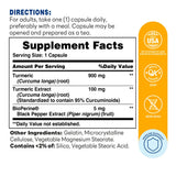 Turmeric Curcumin 1000mg with Bioperine 60ct Capsules – Supplement Facts