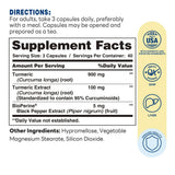 Turmeric Curcumin 1000mg with Bioperine 120ct Capsules – Supplement Facts
