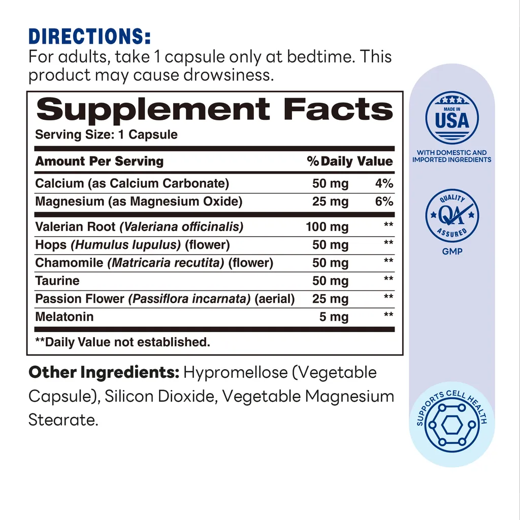 Advanced Sleep Complex with Melatonin 100ct Capsules – Supplement Facts