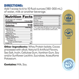 100% Whey Protein Isolate Chocolate Paradise 800g Powder – Supplement Facts
