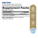 Full Strength Creatine Caps  5000mg 120ct Capsules – Supplement Facts