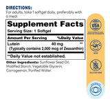 Lutein 40mg 60ct Softgels – Supplement Facts