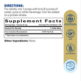Full Strength Creatine 5000mg 510g Powder – Supplement Facts