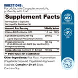 NeuroClear™ Memory & Focus 60ct Capsules – Supplement Facts