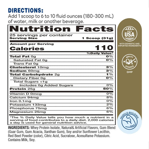 100% Whey Protein Isolate Strawberry Cream 775g Powder – Supplement Facts