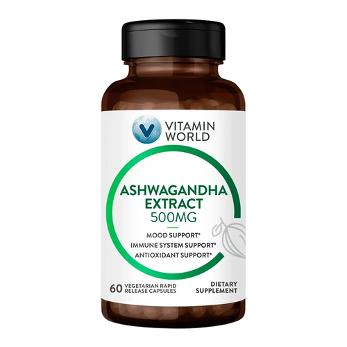 Ashwagandha 500 mg. - 60 Capsules - Mood Support, Immune System Support, Antioxidant Support