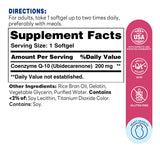 Co Q-10 For Heart Health - 120 Softgels - Supplement Facts