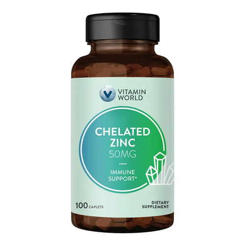 Chelated Zinc 50 mg. - 100 Caplets - Immune Support