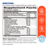Maximum Strength Digest-13 Multi-Enzyme - 60 Caplets - For Digestive Health - Supplement Facts
