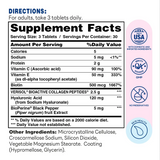 Hair, Skin & Nails with Verisol Collagen Peptides & Hyaluronic Acid 90ct Tablets – Supplement Facts