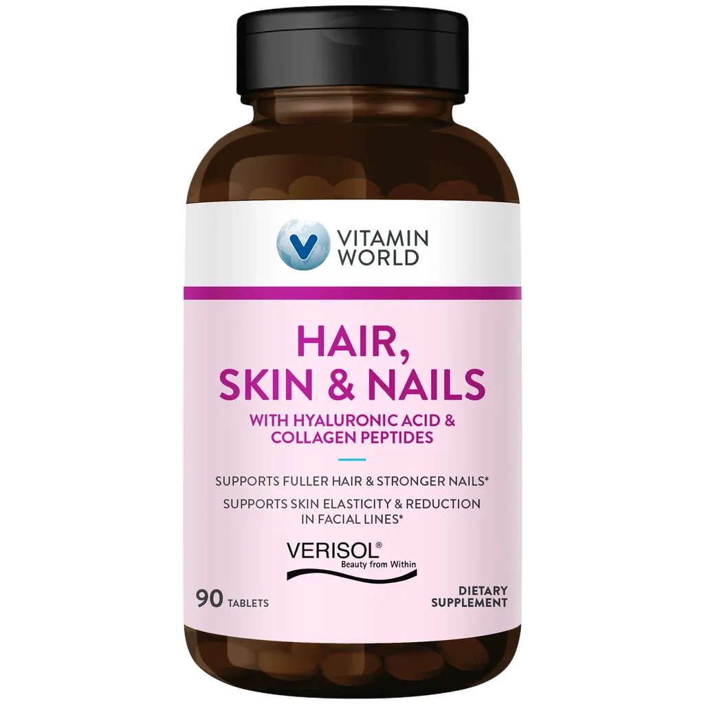Hair, Skin & Nails with Verisol Collagen Peptides & Hyaluronic Acid 90ct Tablets