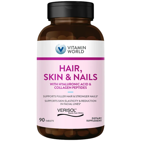 Hair, Skin & Nails with Verisol Collagen Peptides & Hyaluronic Acid 90ct Tablets