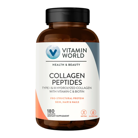 Collagen Peptides Type I & III Hydrolyzed Collagen W/ Vitamin C & Biotin 180ct Caplets