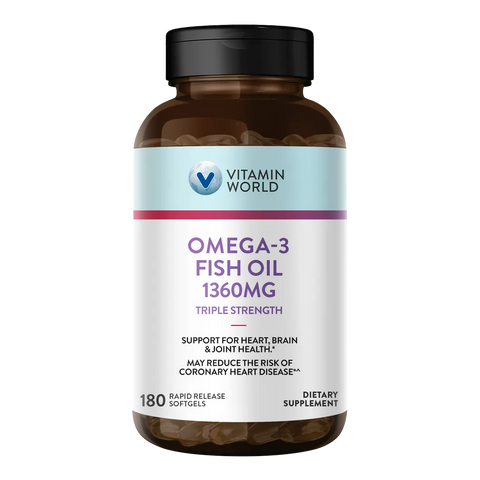 Omega-3 Fish Oil 1360mg Triple Strength 180ct Softgels