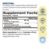 Turmeric Curcumin 500MG 90 Rapid Release Capsules - Immune Support, Healthy Inflammatory Responses, Antioxidant Support - Supplement Facts